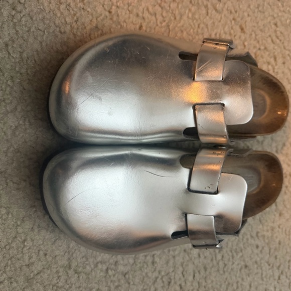 Birkenstock Shoes - Silver Boston Birkenstock Clogs {size 39}